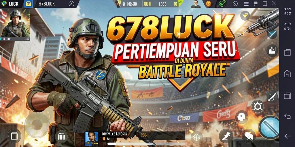 Tangkapan layar utama menampilkan aksi intens dari gameplay Battle Royale.