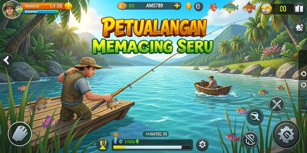 Screenshot menampilkan gameplay memancing yang seru dan interaktif di AMS789.