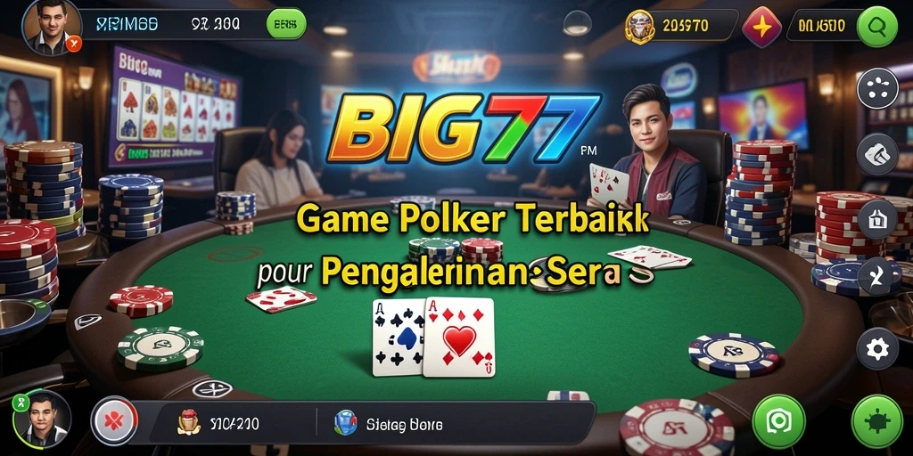 Screenshot gameplay poker di BIG77 menunjukkan suasana yang mendebarkan.