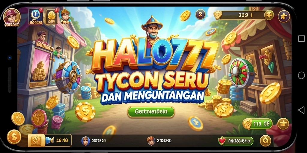 Tampilan gameplay menarik dari HALO777 yang menggambarkan simulasi Tycoon.