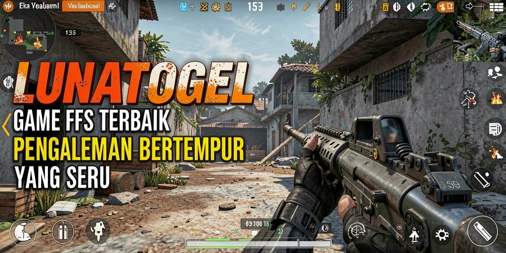 Screenshot gameplay LUNATOGEL yang menampilkan aksi seru dalam pertempuran FPS.