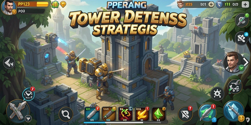 Screenshot utama PP123 menampilkan aksi seru dalam Tower Defense.