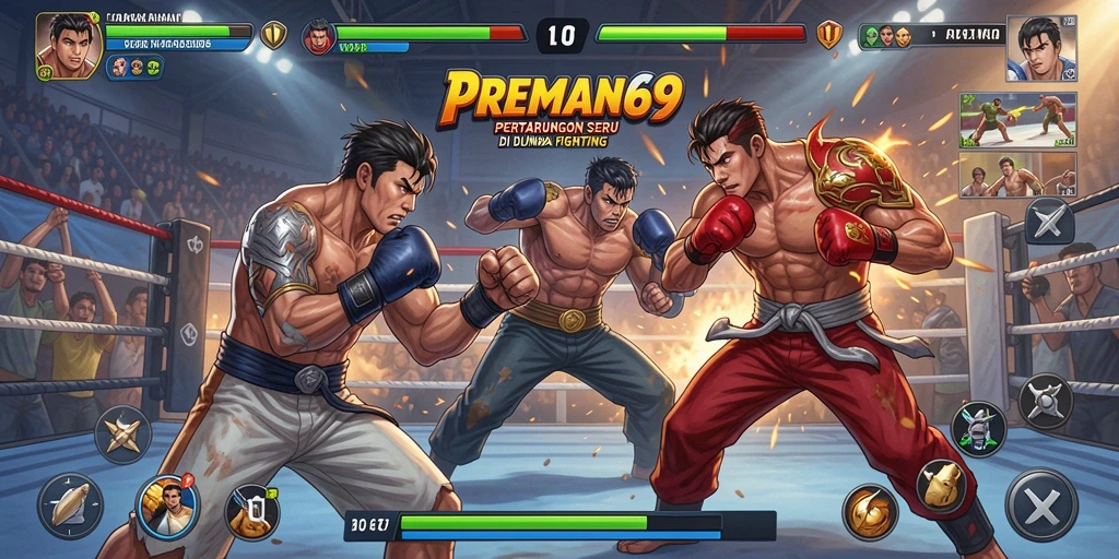 Screenshot PREMAN69 menampilkan aksi pertarungan yang mendebarkan dan dinamis.