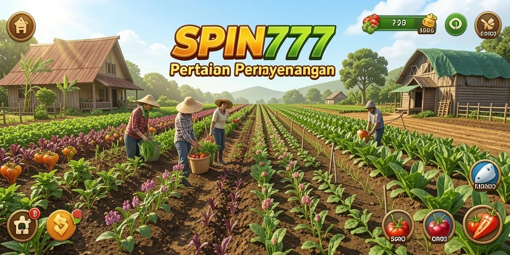 Tampilan gameplay SPIN777 yang seru dan membangun ladang.
