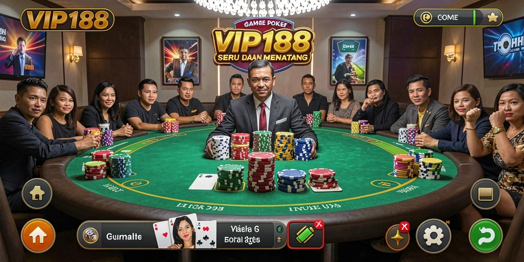 Tampilan gameplay Poker yang menarik dan interaktif.