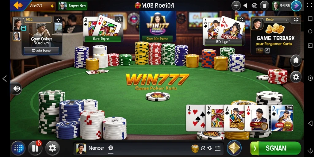 Tampilan screenshot utama WIN777 yang menampilkan gameplay Poker yang seru.